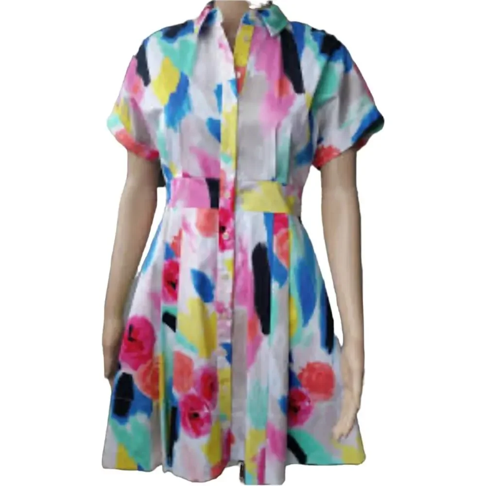$398 Kate Spade s/s Watercolor Shirt Dress Flavor of the Month Multi color Sz 6
